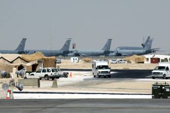 Vista general de la base aérea militar estadounidense Al-Udeid, al sur de Doha, el 23 de octubre de 2002.