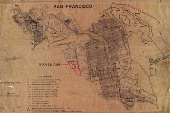 Tal como se puede observar en este plano de la zonificación de 1990, Boca La Caja aparecía como una “barriada de emergencia”(código BE) y área de estudio especial.