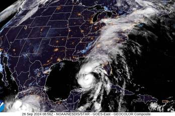 Imagen del avance del huracán Helene.