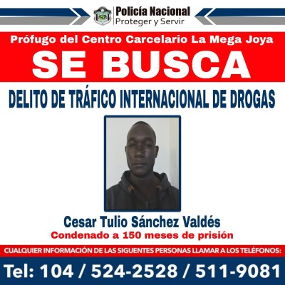 César Tulio Sánchez Valdés, de nacionalidad colombiana, se fugó este martes del Centro penal La Gran Joya.