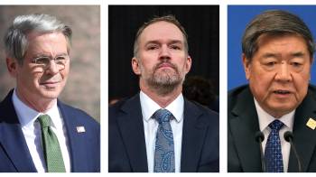 El secretario del Tesoro, Scott Bessent (Izq.), el representante de Comercio, Jamieson Greer (centro), y por parte de China, su viceprimer ministro, He Lifeng, fueron los encargados de las negociaciones.