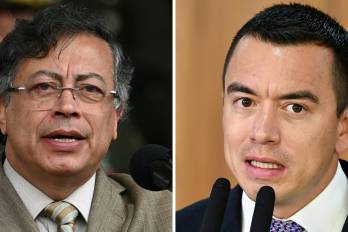 Una imagen de archivo donde aparecen los presidentes Gustavo Petro, de Colombia (izq.) y Daniel Noboa, de Ecuador (der.)