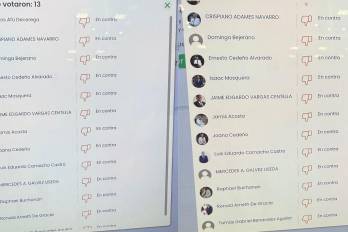 Imágenes publicadas por el diputado Jorge Bloise revelando el listado de los votos en contra.