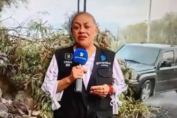 La reportera Alma de la Rosa Flores transmitía en directo el colapso vial cuando se produjo el impacto.