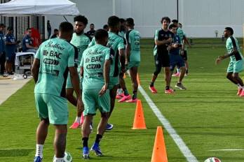 La selección de Panamá durante un entrenamiento.