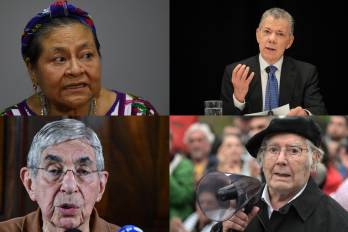 Los premios latinoamericanos de la Paz Rigoberta Menchú, Juan Manuel Santos, Óscar Arias y Adolfo Pérez Esquivel.