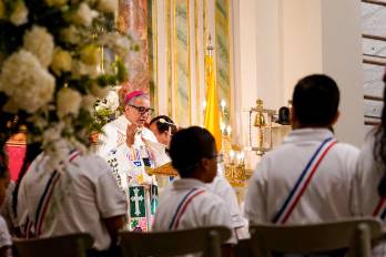 El arzobispo Metropolitano, monseñor José Domingo Ulloa, durante su discurso en el Te Deum.
