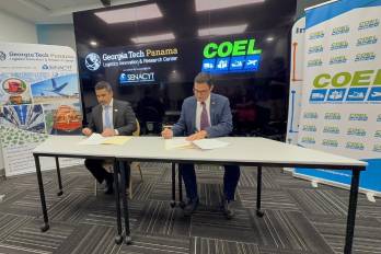 Representantes de Georgia Tech Panama y el Consejo Empresarial Logístico (COEL) durante la firma del acuerdo que permitirá desarrollar el Estudio Nacional de Costos Logísticos.