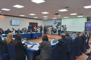 Reunión extraordinaria de la mesa de salario mínimo, este martes, en la sede del Mitradel