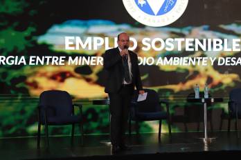 Juan Arias, presidente de la Cciap, durante el foro “Empleo Sostenible: Sinergia entre Minería, Medio Ambiente y Desarrollo Social”.