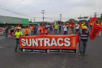 Protesta liderada por trabajadores de la construcción.
