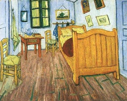 'La habitación en Arlés' una representación de la comodidad de Van Gogh en Provenza.