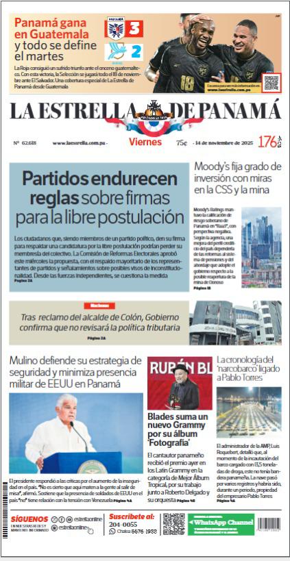 Portada del impreso del 14 de noviembre de 2025