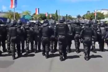 También hubo una manifestación en el sector en donde se ubicó la tarima principal en la ciudad de Colón.