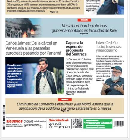Portada del impreso del 8 de septiembre de 2025