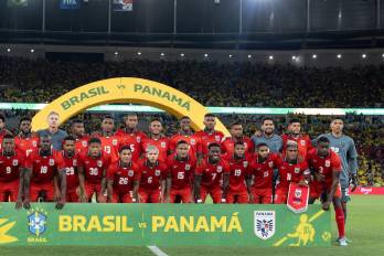 La selección de Panamá previo a su amistoso contra Brasil.