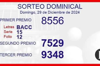 Sorteo de oro dominical de 29 de diciembre de 2024