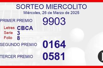 Sorteo de oro miercolito de 26 de marzo de 2025