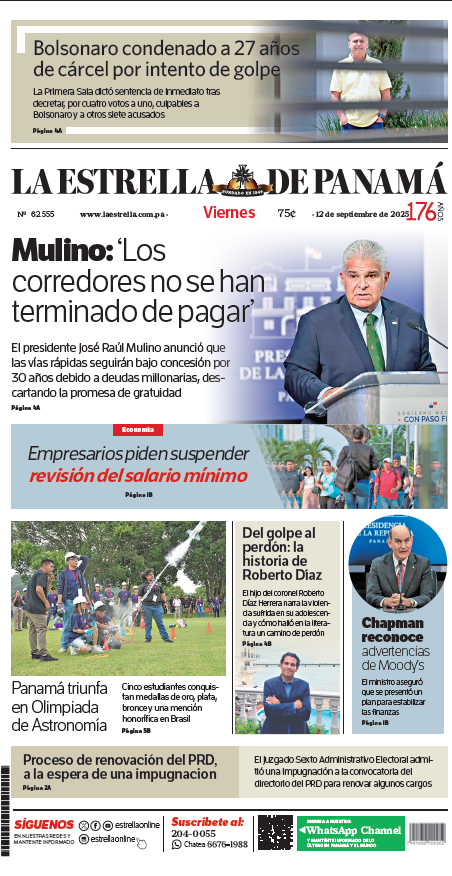 Portada del impreso del 12 de septiembre de 2025