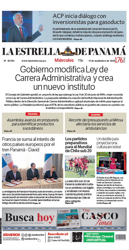 Portada del impreso del 17 de septiembre de 2025
