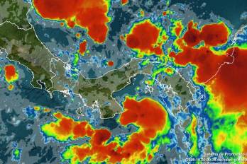 imagen actualizada de satélite GOES-16 (banda infrarroja 500m) para Panamá y Costa Rica