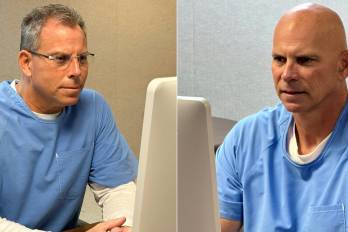 Esta combinación de fotos proporcionadas por el Departamento de Correcciones de California y creada el 22 de agosto de 2025 muestra a Erik Menéndez (izq.) el 21 de agosto de 2025 y a Lyle Menéndez (der.) el 22 de agosto de 2025 compareciendo ante la junta de libertad condicional.