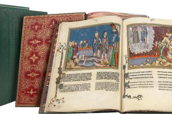Imagen del Apocalipsis de Val-Dieu, un extraordinario códice iluminado del siglo XIV (creado hacia 1320-1330 en Normandía) que se conserva actualmente en la British Library de Londres.