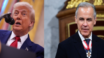 Donald Trump (izq.), presidente de Estados Unidos, y Mark Carney (der.), primer ministro de Canadá.