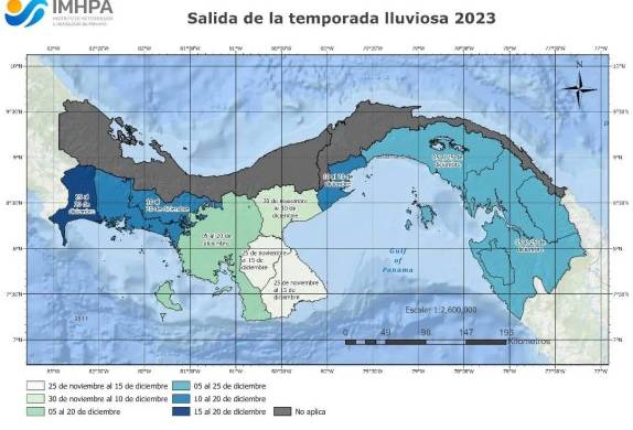Mapa de la salida de la temporada lluviosa 2023.