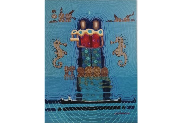Oswaldo De León Kantule, (Panamá – Canadá), Sirenas, 122 x 92 cm Acrílico / lienzo, 2019