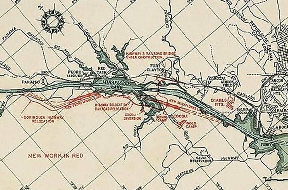 Plano del área de intervención para la construcción del tercer juego de esclusas e infraestructura de soporte en 1941.
