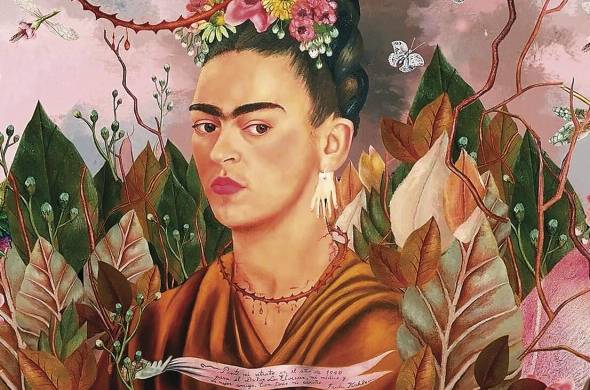 Retrato de la artista mexicana Frida Khalo, presentado en Madrid, España, durante la muestra visual y sonora 'Vida y Obra de Frida Khalo'.