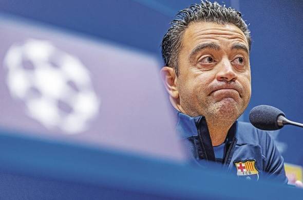 El entrenador del FC Barcelona Xavi Hernández durante una conferencia de prensa previa al juego de mañana ante el Viktoria Plzen.