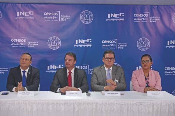 Autoridades del Inec y la Contraloría durante la presentación de los resultados preliminares del Censo Nacional de Población y Vivienda
