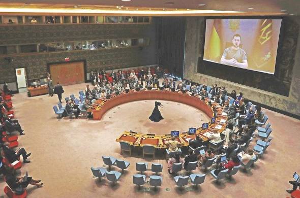 El presidente ucraniano, Volodímir Zelenski, habló ayer 24 de agosto de 2022 ante el Consejo de Seguridad de la ONU.
