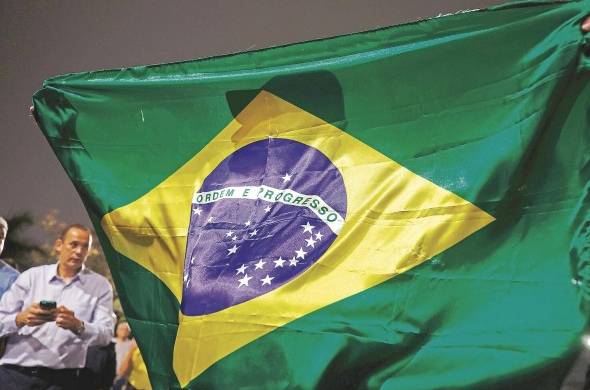 La bandera de Brasil, durante una manifestación, en una fotografía de archivo.