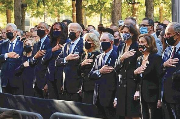 Joe Biden y otros mandatarios estadounidenses en la conmemoración de los eventos del 11 de septiembre, este año.