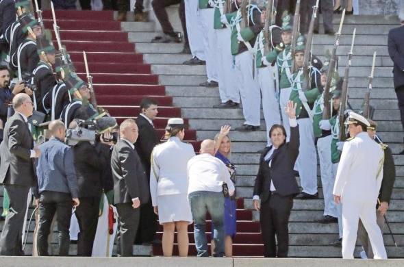 El nuevo presidente de Uruguayo, Luis Lacalle Pou, a su llegada a la toma de juramento. juramento.(Uruguay).