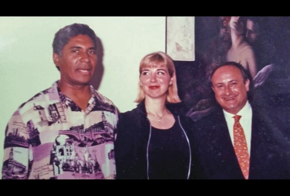 Ernesto Crouch, la pintora Lolón Malmkrona y el galerista Carlos Weil.