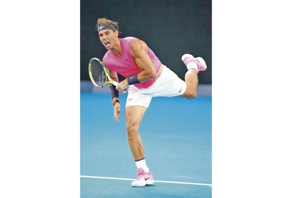 El tenista español Rafa Nadal durante el partido de cuartos de final del Abierto de Australia.