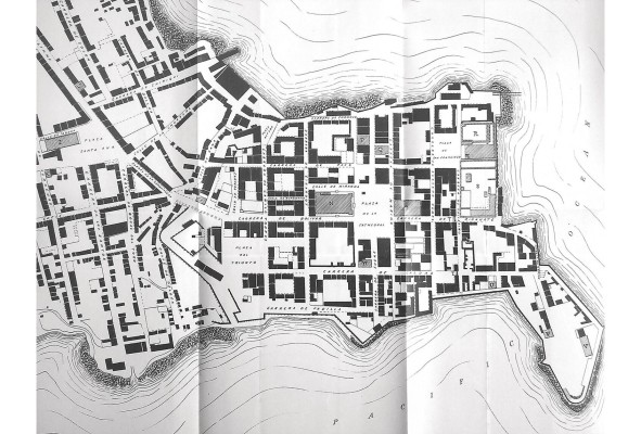 Este mapa de 1895 muestra la ubicación de la Central and South America Telegraph Company (U), la Boston Ice Company (W) y la Pacific Mail Company (Q) en el barrio de San Felipe. La presencia de estas empresas nos da una idea del grado de integración que tenía la ciudad de Panamá al capitalismo global durante la segunda mitad del siglo XIX.
