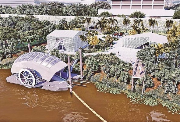 Wanda es una rueda sostenible que recoge la basura que flota en el río, para que no llegue a la bahía de Panamá.