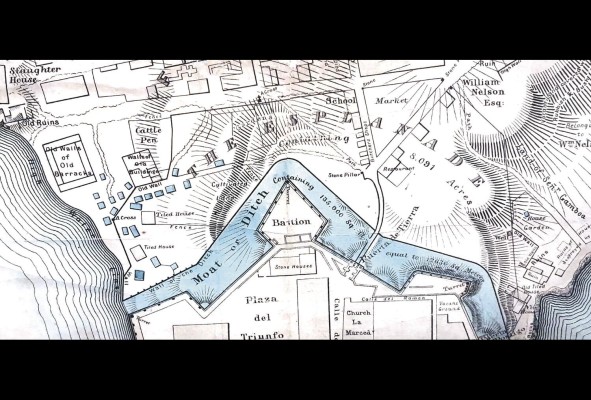Detalle de “Map of the Isthmus Representing the Line of the Panamá Railroad”, por Thomas Harrison, 1857.