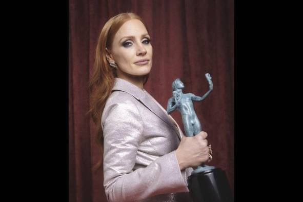 Jessica Chastain, actriz premiada por 'Los ojos de Tammy Faye'.