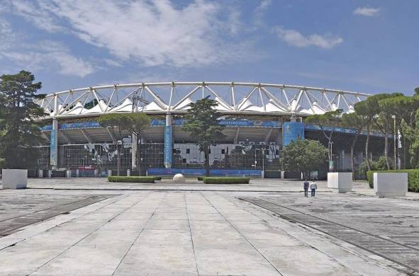 Vista del estadio Olímpico de Roma, preparado para albergar el Italia-Turquía de la Eurocopa.
