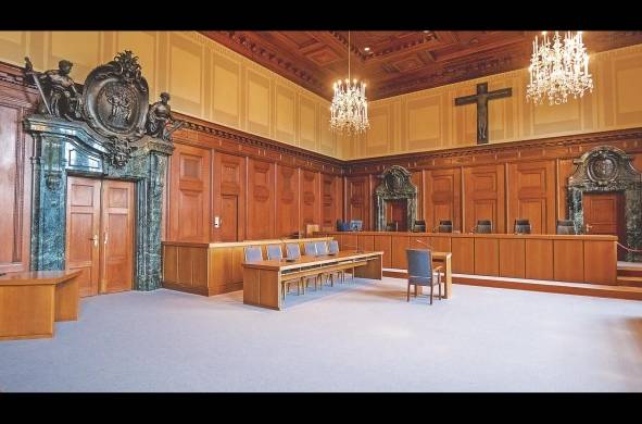 Sala 600 de los juicios de Núremberg, hoy convertida en museo. En esta sala, el 20 de noviembre de 1945 inició el proceso para juzgar a los altos dirigentes de Hitler.