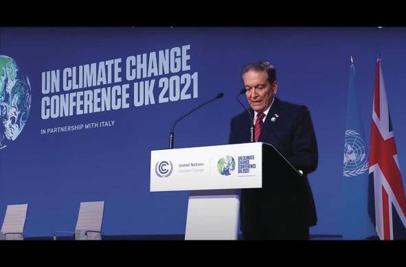 Cortizo expuso los avances de Panamá frente al cambio climático y reclamó apoyo verde en la COP26.