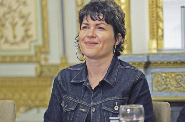 Alexandra Ortiz Wallner durante la Semana de autor dedicada a Horacio Castellanos Moya en Madrid, junio de 2019.