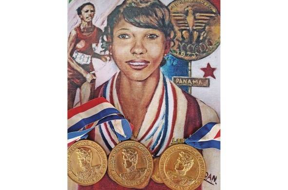 Una pintura hecha a Diva Bishop poco después de sus triunfos en los Bolivarianos de 1973, donde ganó tres medallas de oro.