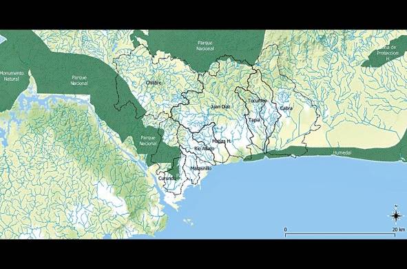 Cuencas del área metropolitana este, elaborado por el autor con datos geoespaciales de MiAmbiente y Stamen Design. 2020